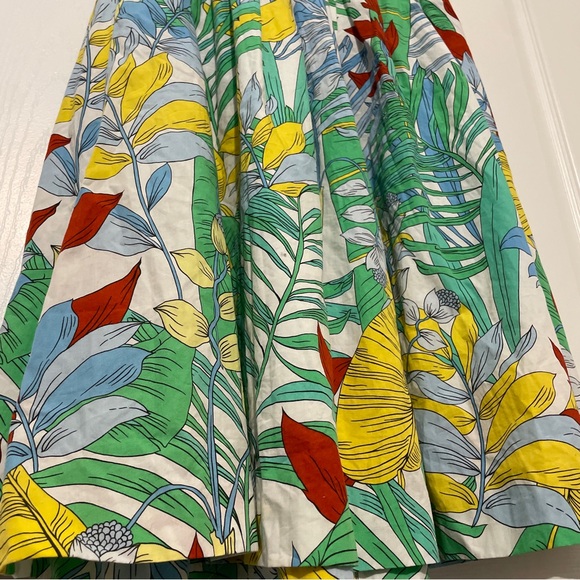 Zara Green Tropical Print Paper Bag A-Line Midi - Picture 3 of 6
